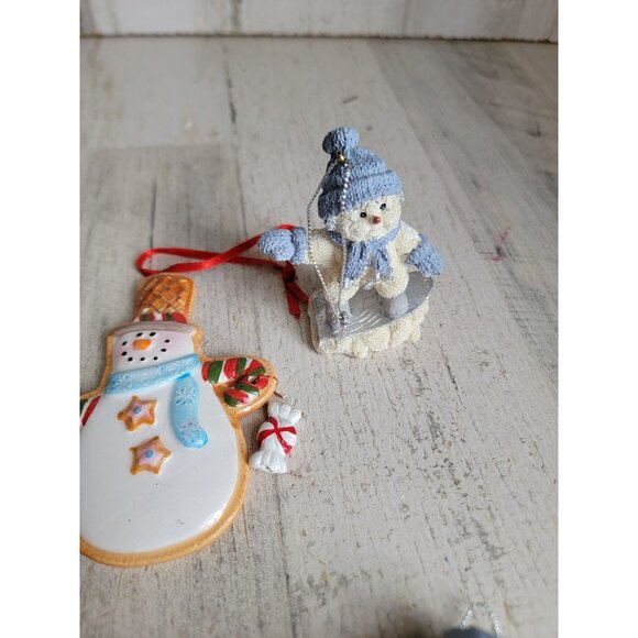 Snowman ornament gingerbread birdhouse ice skating Xmas set - Picture 6 of 10